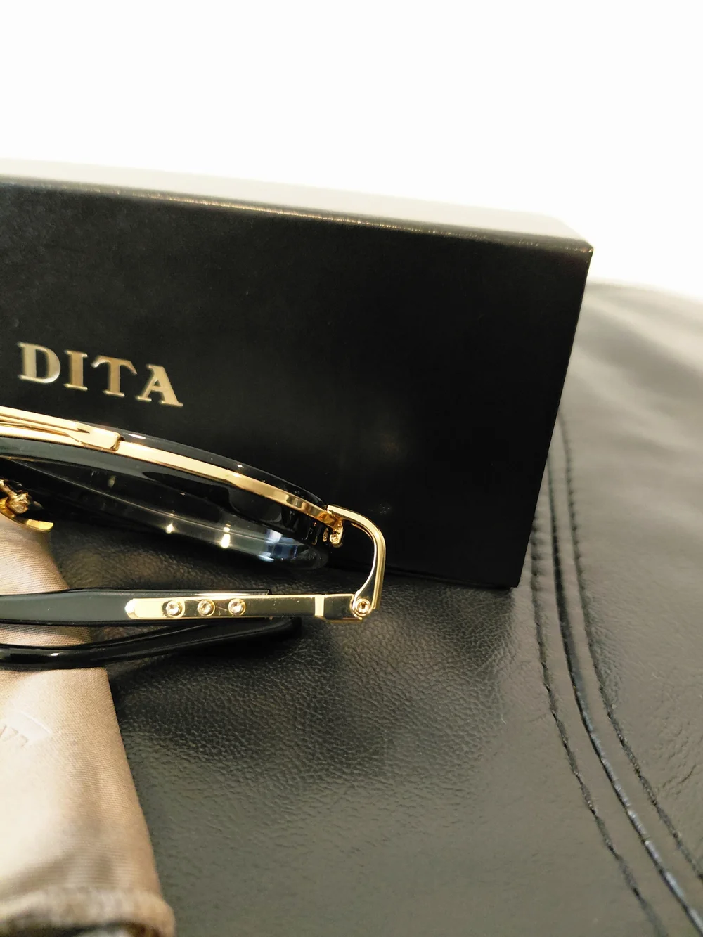 DITA DTS441 Vastik Beta-Titanium Framed Black/Gold Aviator Clear Lens Eyeglasses